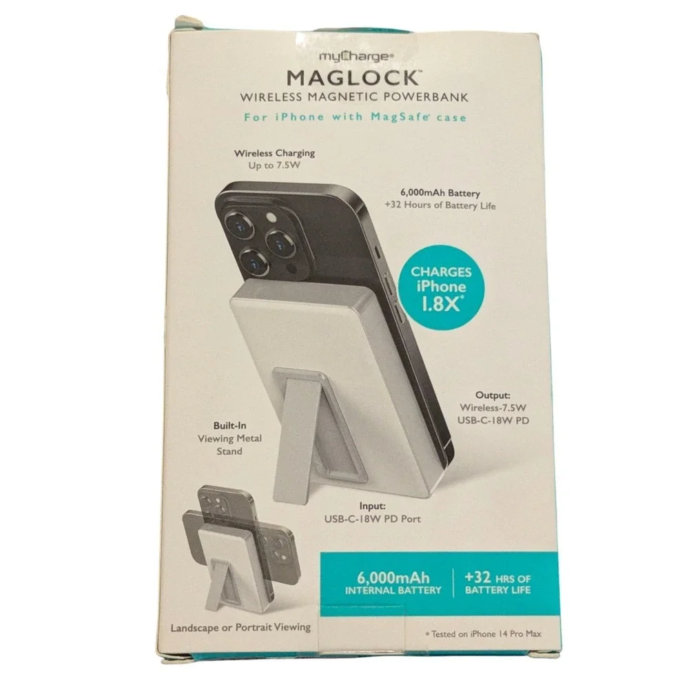 N6.N MAGLOCK 6KmAh 7.5W Magnetic Wireless Powerbank W/Stand,‎ 18W PD USB-C Port